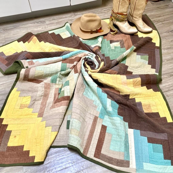 Rustic suede vibe Quilt patchwork blanket/cover up w cottagecore farmhouse vibe - Picture 5 of 14